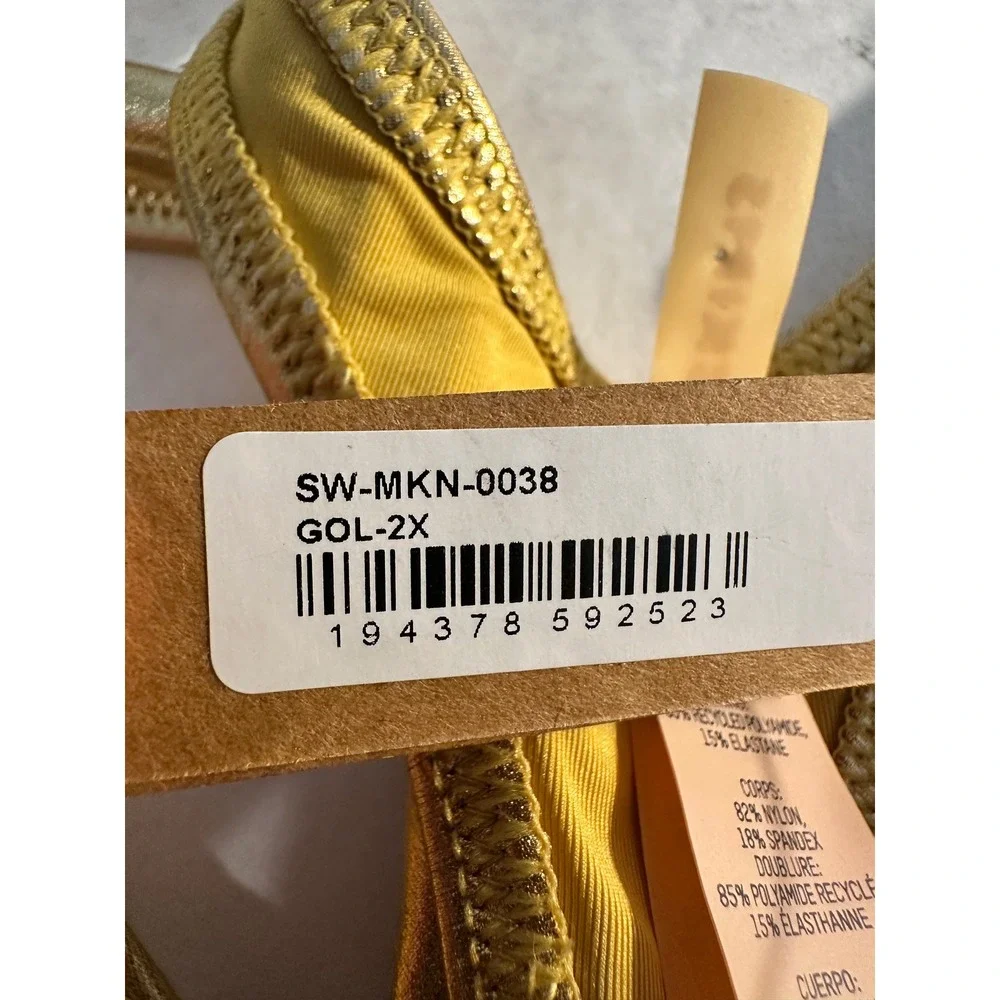 Skims Metallic Swim Monokini Gold Cutout One Piece Racerback Size 2X NEW‎